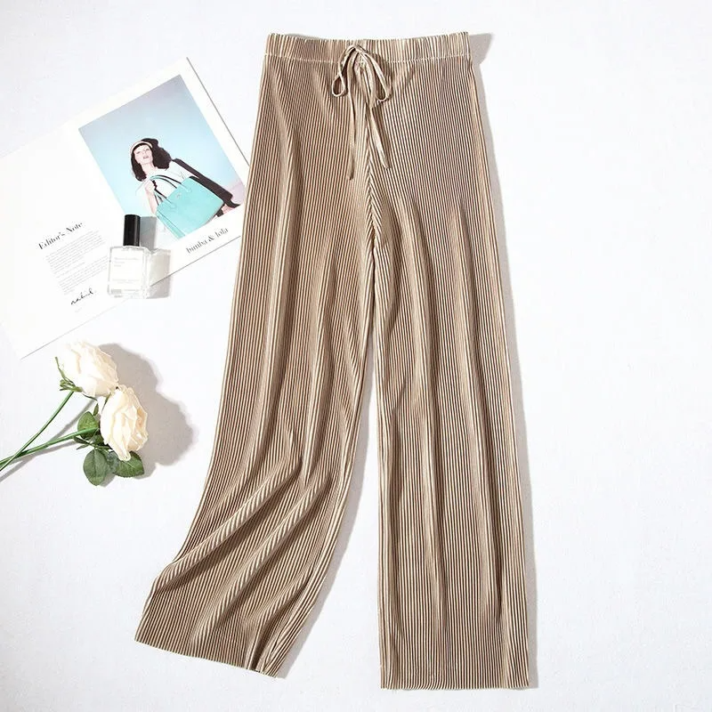 Luna | Pleated Ice-Silk Wide-Leg Summer Pants