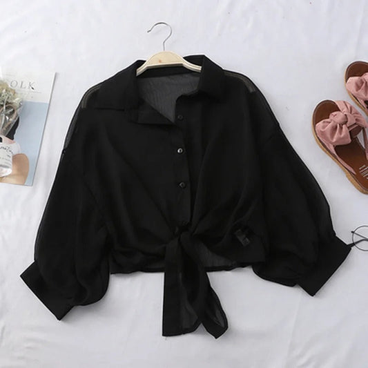 Luna | Casual Loose Fit Tie-Waist Blouse