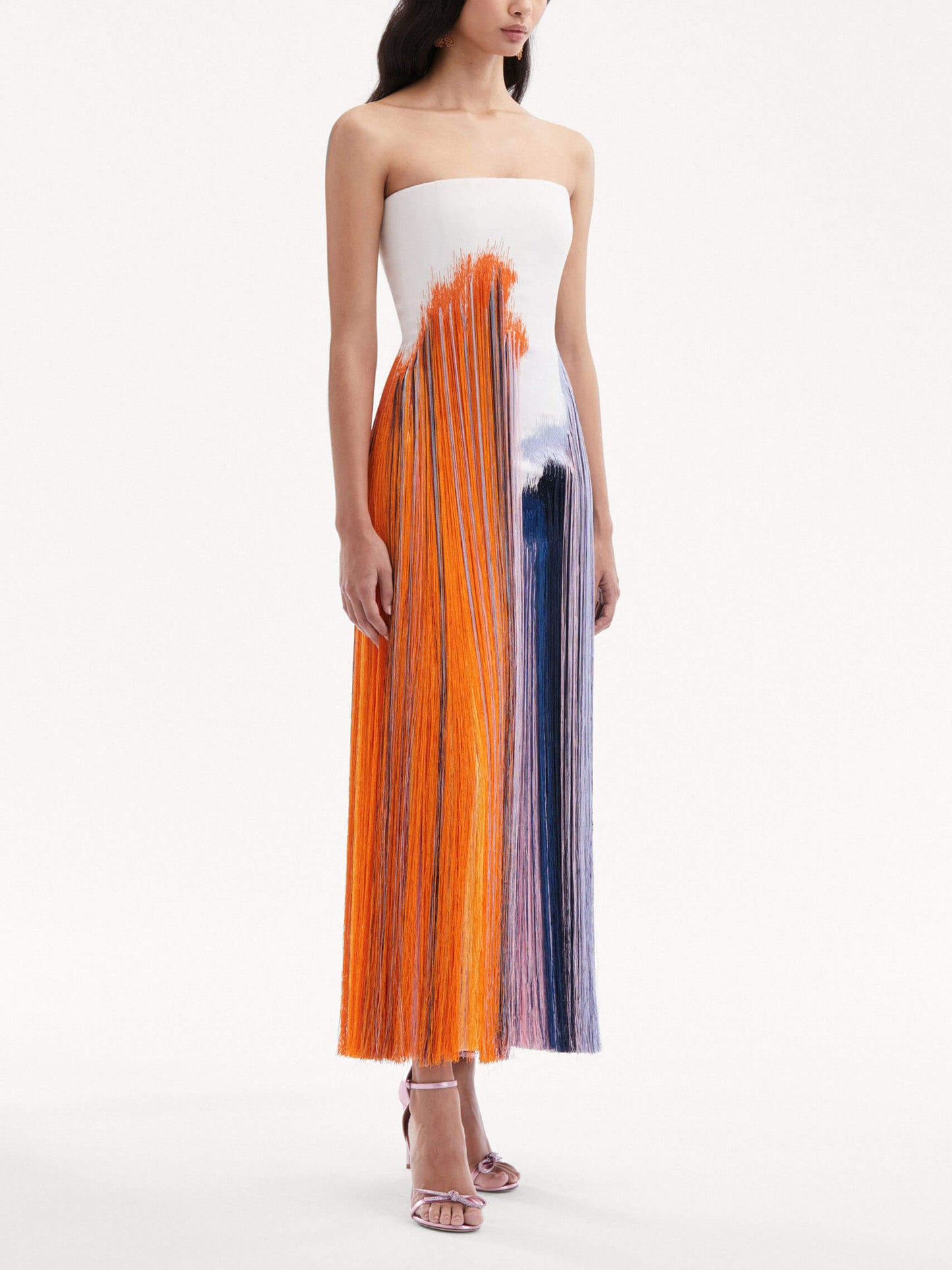 Abstract Brushstroke Fringe Cocktail Dress