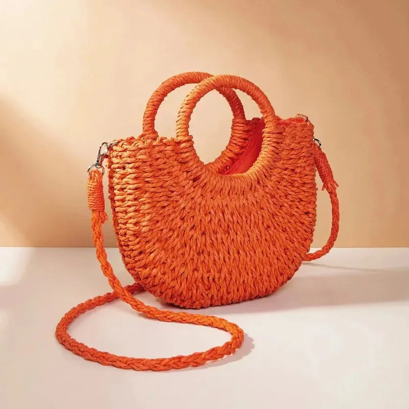 Mira | Half-Moon Straw Bag