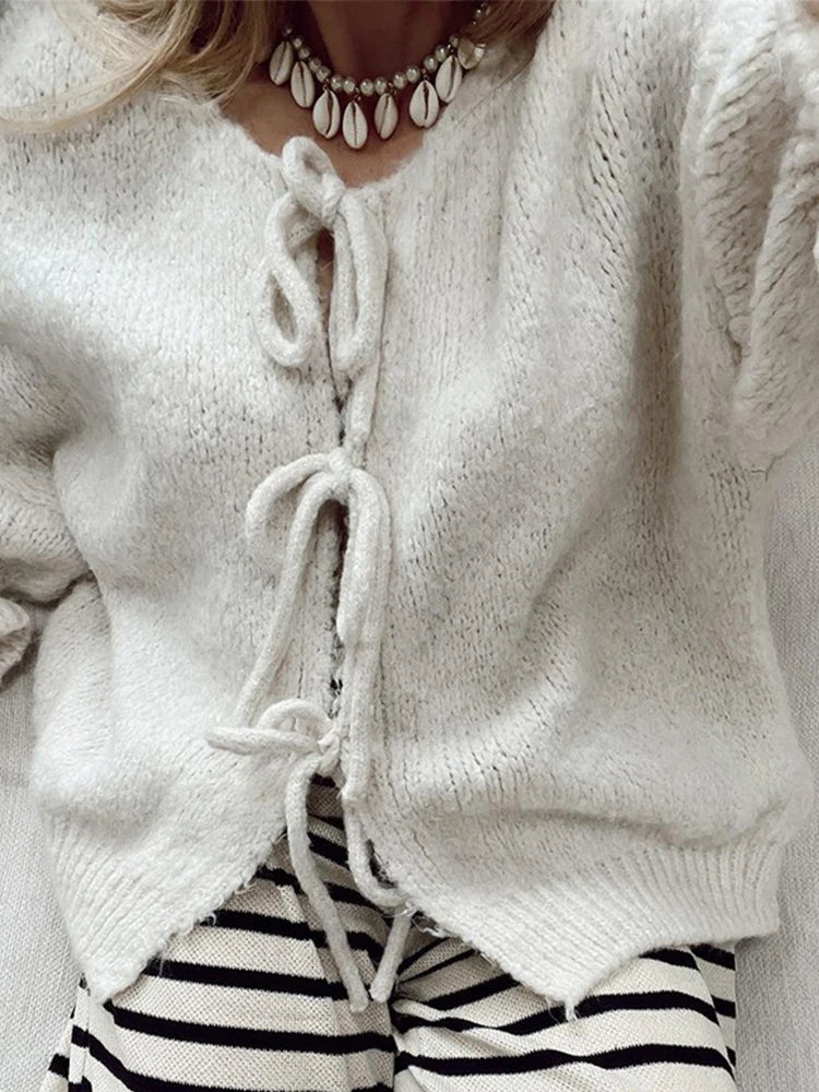 Sky - Lace-Up Cardigan