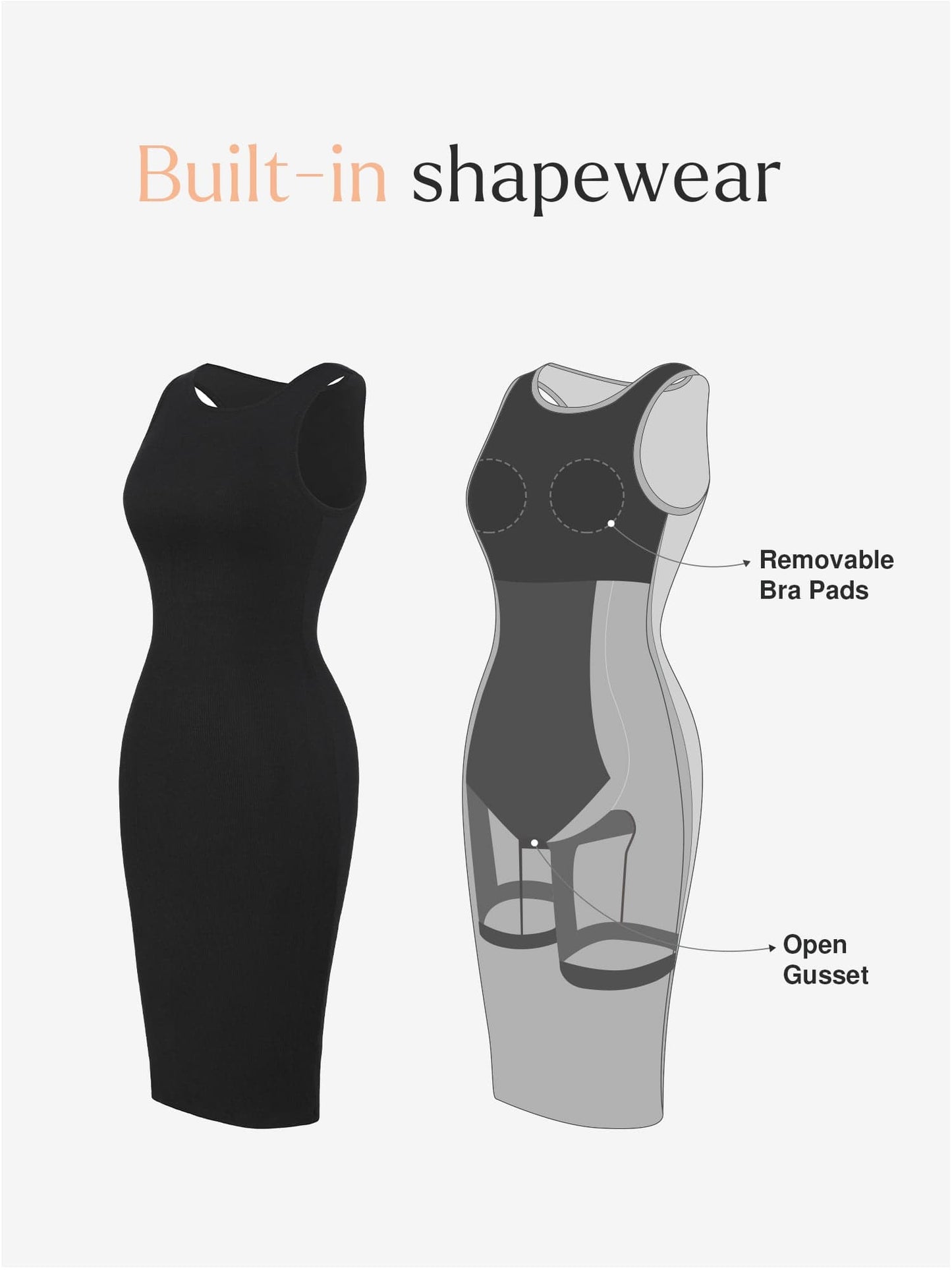 ARIA | Shapewear Crew Neck Midi Dress