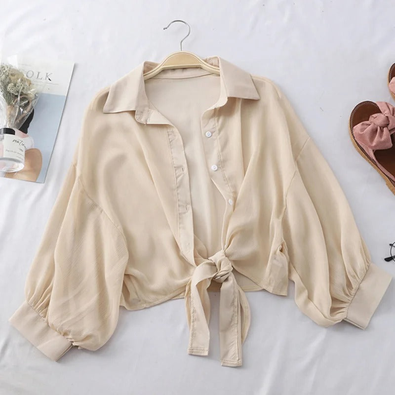 Luna | Casual Loose Fit Tie-Waist Blouse